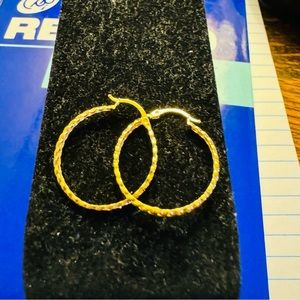 18K Saudi Gold Hoop Big Earrings thick Solid